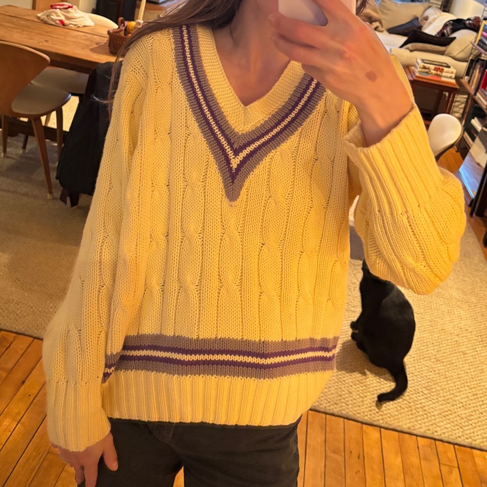 Harrods V-Neck Cableknit Tennis Sweater